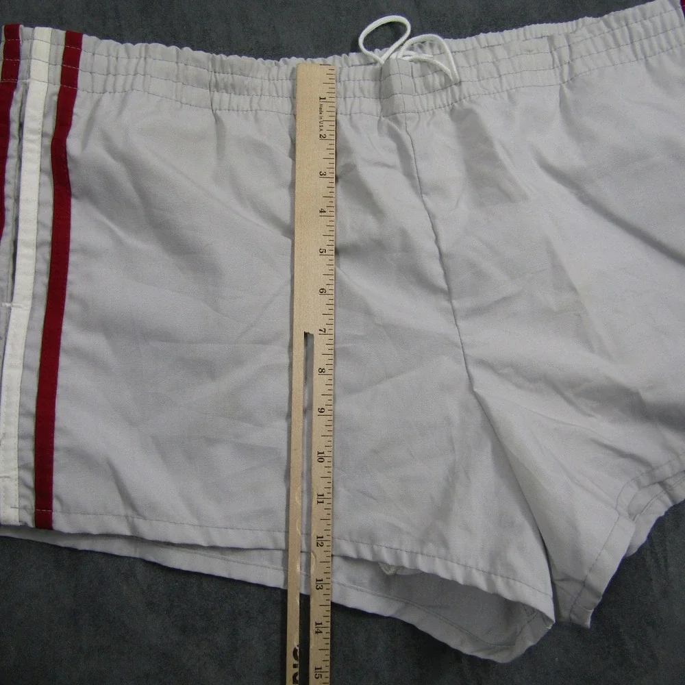 Jantzen Swim Trunks Men 40 Gray Red White Stripe Vintage Made in USA 00457